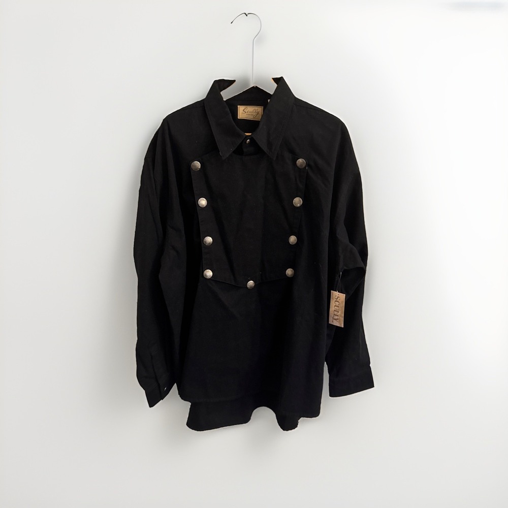 Scully Shirt Mens XXXL Black Western Bib Front Long Sleeve Snap Cowboy Pullover